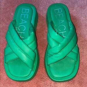 Green Slide Sandals